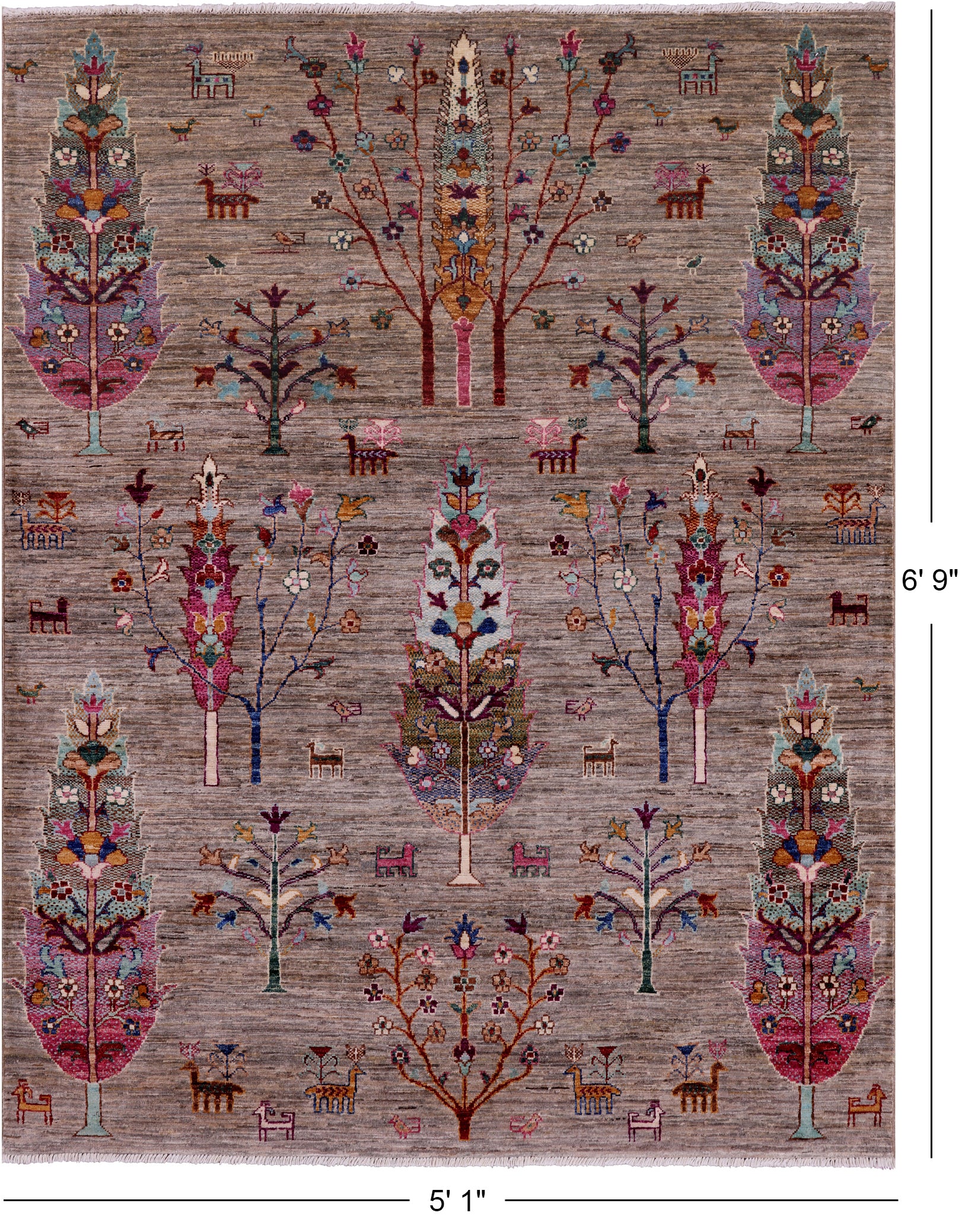 Persian Gabbeh Hand Knotted Wool Rug - 5' 1" X 6' 9" - Golden Nile