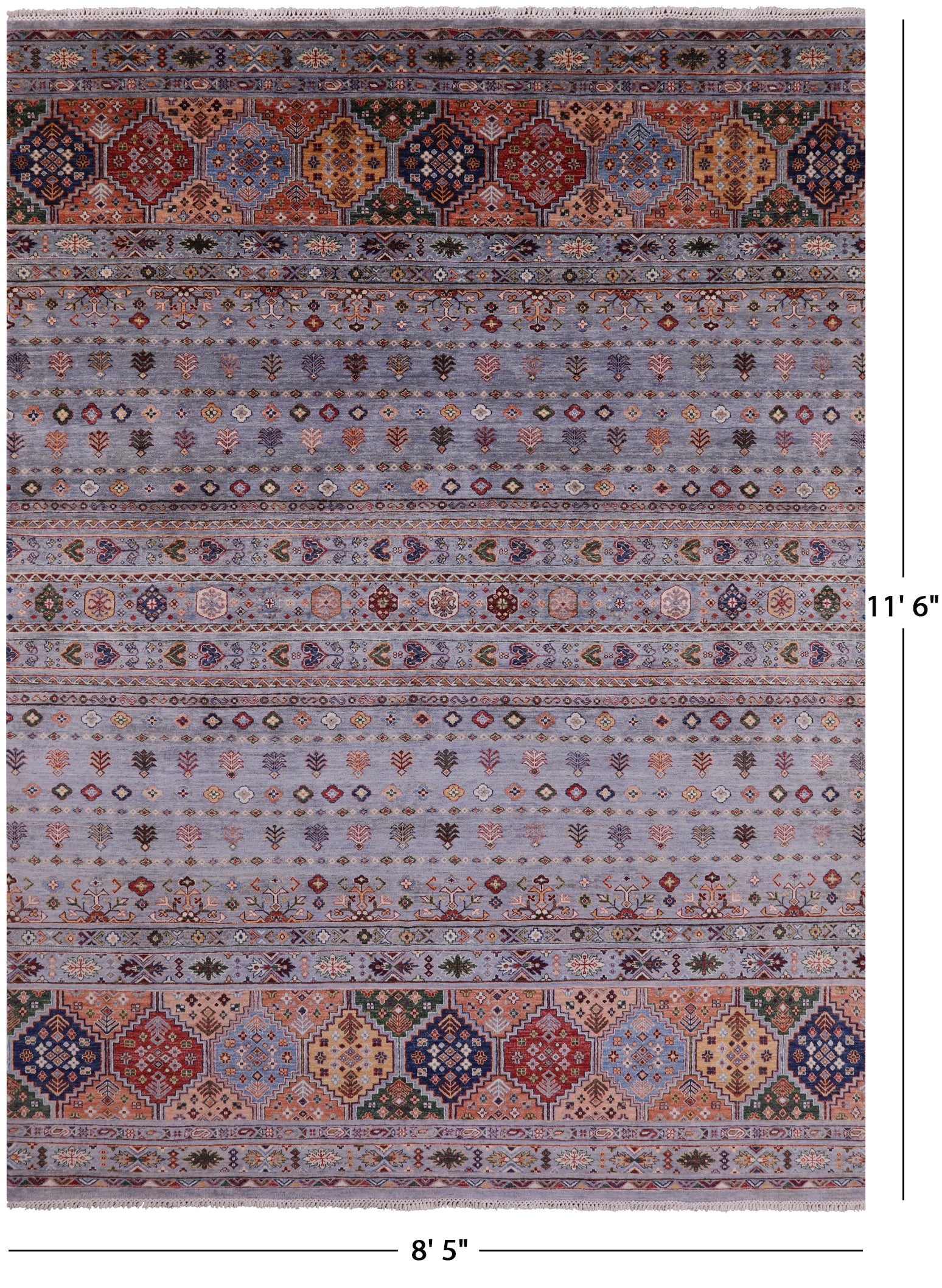 Tribal Persian Gabbeh Hand Knotted Wool Rug - 8' 5" X 11' 6" - Golden Nile
