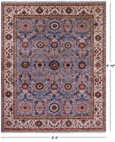 Blue Persian Tabriz Hand Knotted Wool Rug - 8' 4" X 9' 10" - Golden Nile