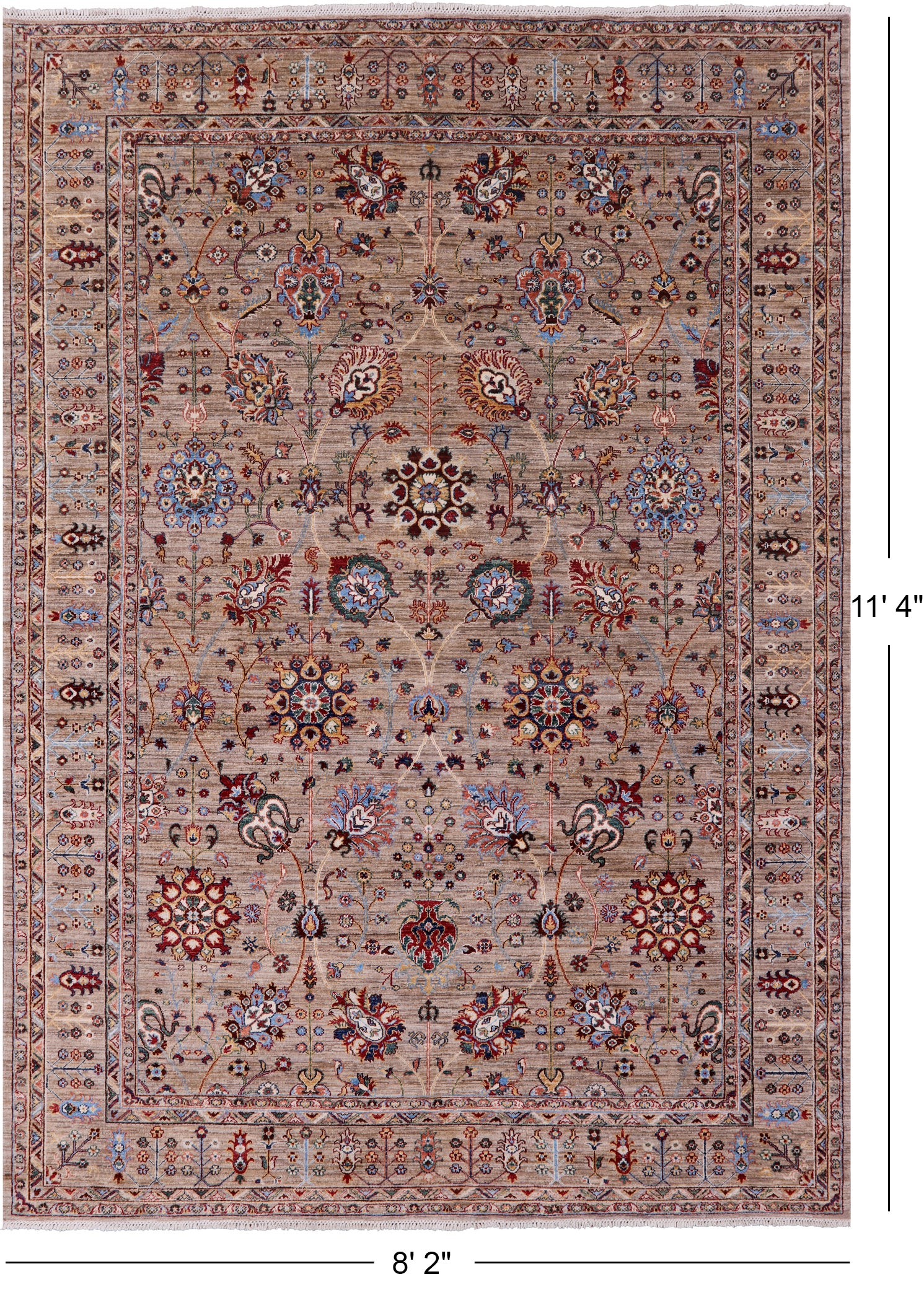 Peshawar Hand Knotted Wool Rug - 8' 2" X 11' 4" - Golden Nile