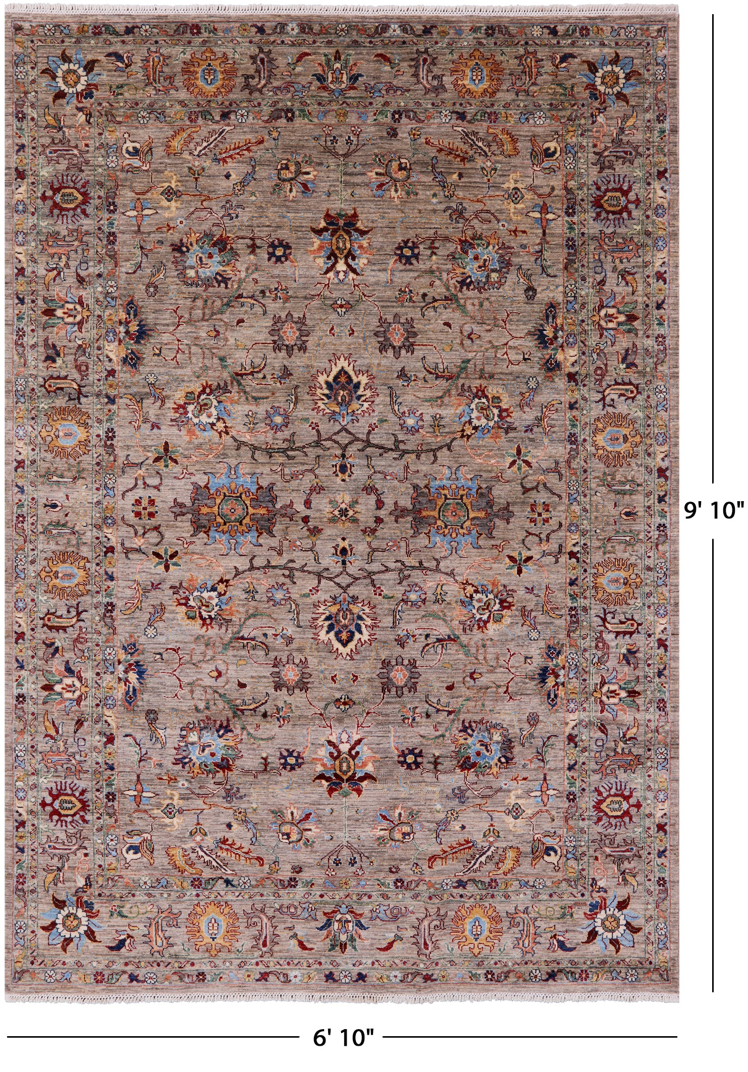 Peshawar Hand Knotted Wool Rug - 6' 10" X 9' 10" - Golden Nile