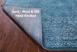 Blue Full Pile Overdyed Hand Knotted Wool & Silk Rug - 8' 0" X 10' 2" - Golden Nile