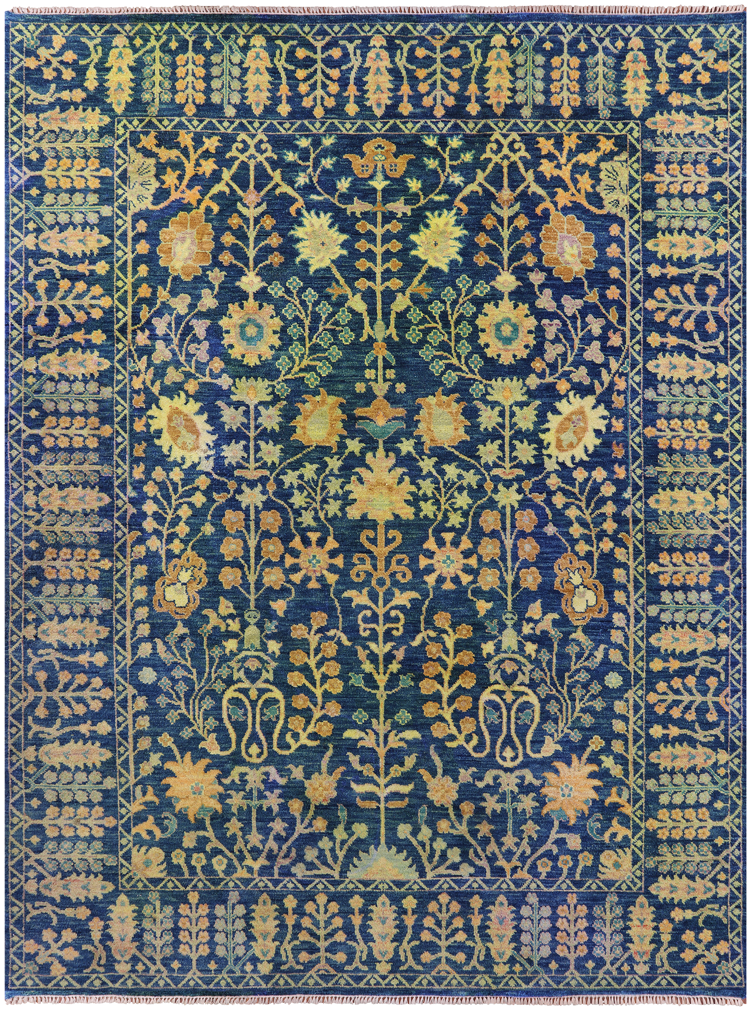 Gold Full Pile Overdyed Hand Knotted Wool Rug - 9' 3" X 12' 3" - Golden Nile