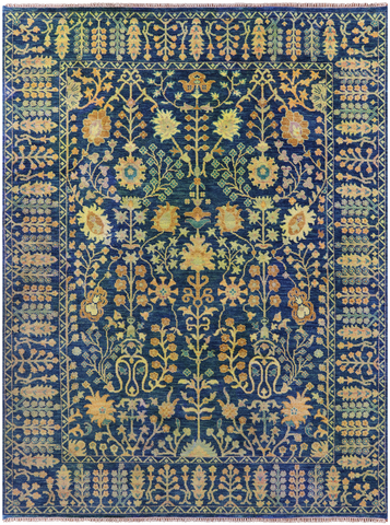 Gold Full Pile Overdyed Hand Knotted Wool Rug - 9' 3