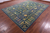 Gold Full Pile Overdyed Hand Knotted Wool Rug - 9' 3" X 12' 3" - Golden Nile