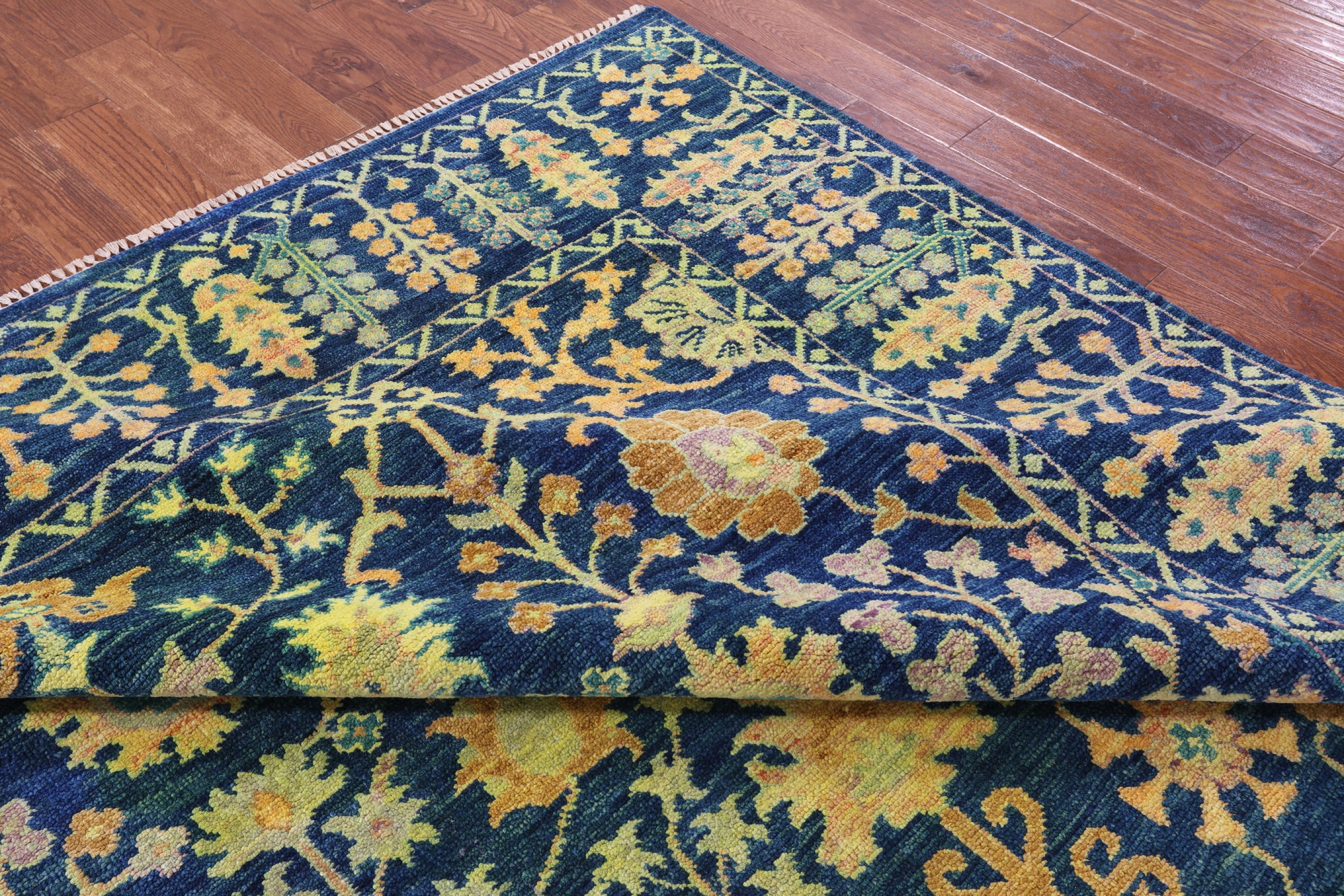 Gold Full Pile Overdyed Hand Knotted Wool Rug - 9' 3" X 12' 3" - Golden Nile