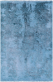 Blue Full Pile Overdyed Hand Knotted Wool & Silk Rug - 4' 1" X 6' 2" - Golden Nile
