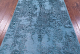 Blue Full Pile Overdyed Hand Knotted Wool & Silk Rug - 4' 1" X 6' 2" - Golden Nile