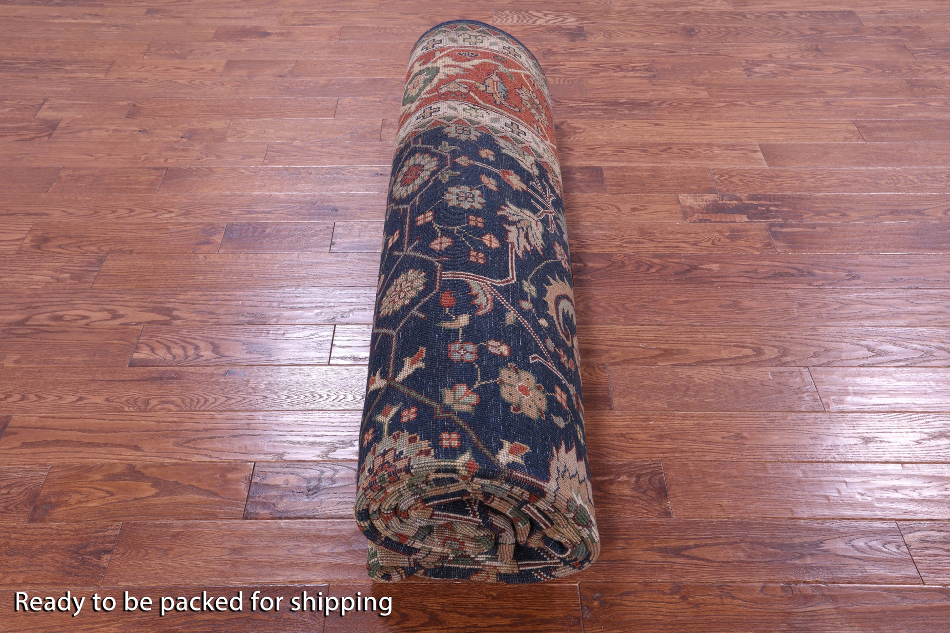 Blue Full Pile Overdyed Heriz Hand Knotted Wool Rug - 10' 2" X 13' 10" - Golden Nile