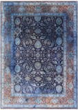 Blue Full Pile Overdyed Heriz Hand Knotted Wool Rug - 10' 2" X 13' 10" - Golden Nile