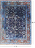 Blue Full Pile Overdyed Heriz Hand Knotted Wool Rug - 10' 2" X 13' 10" - Golden Nile