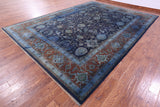 Blue Full Pile Overdyed Heriz Hand Knotted Wool Rug - 10' 2" X 13' 10" - Golden Nile