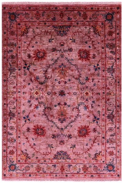 Pink Full Pile Overdyed Tabriz Handmade Wool Rug - 4' 11" X 6' 11" - Golden Nile