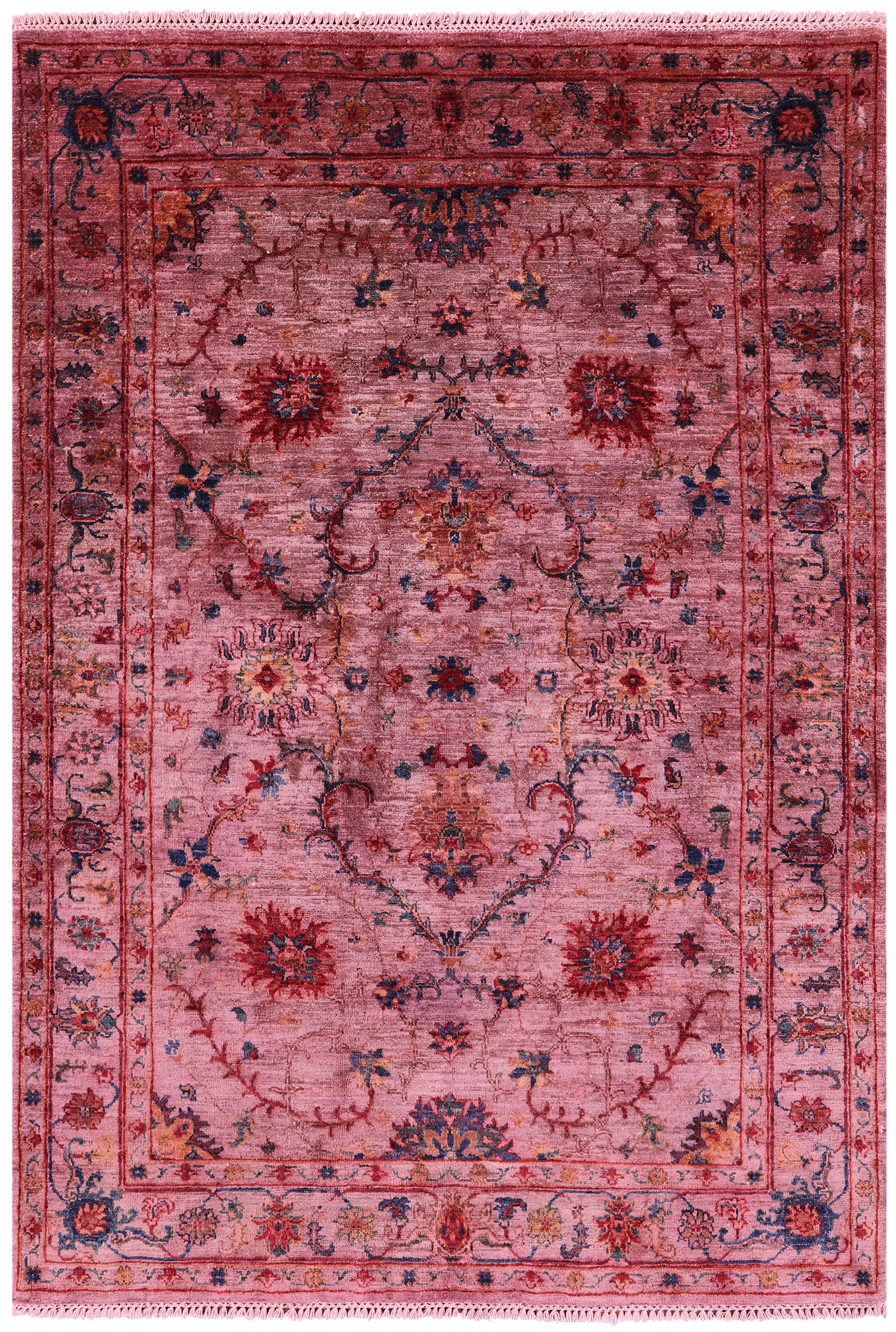 Pink Full Pile Overdyed Tabriz Handmade Wool Rug - 4' 11" X 6' 11" - Golden Nile