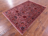 Pink Full Pile Overdyed Tabriz Handmade Wool Rug - 4' 11" X 6' 11" - Golden Nile