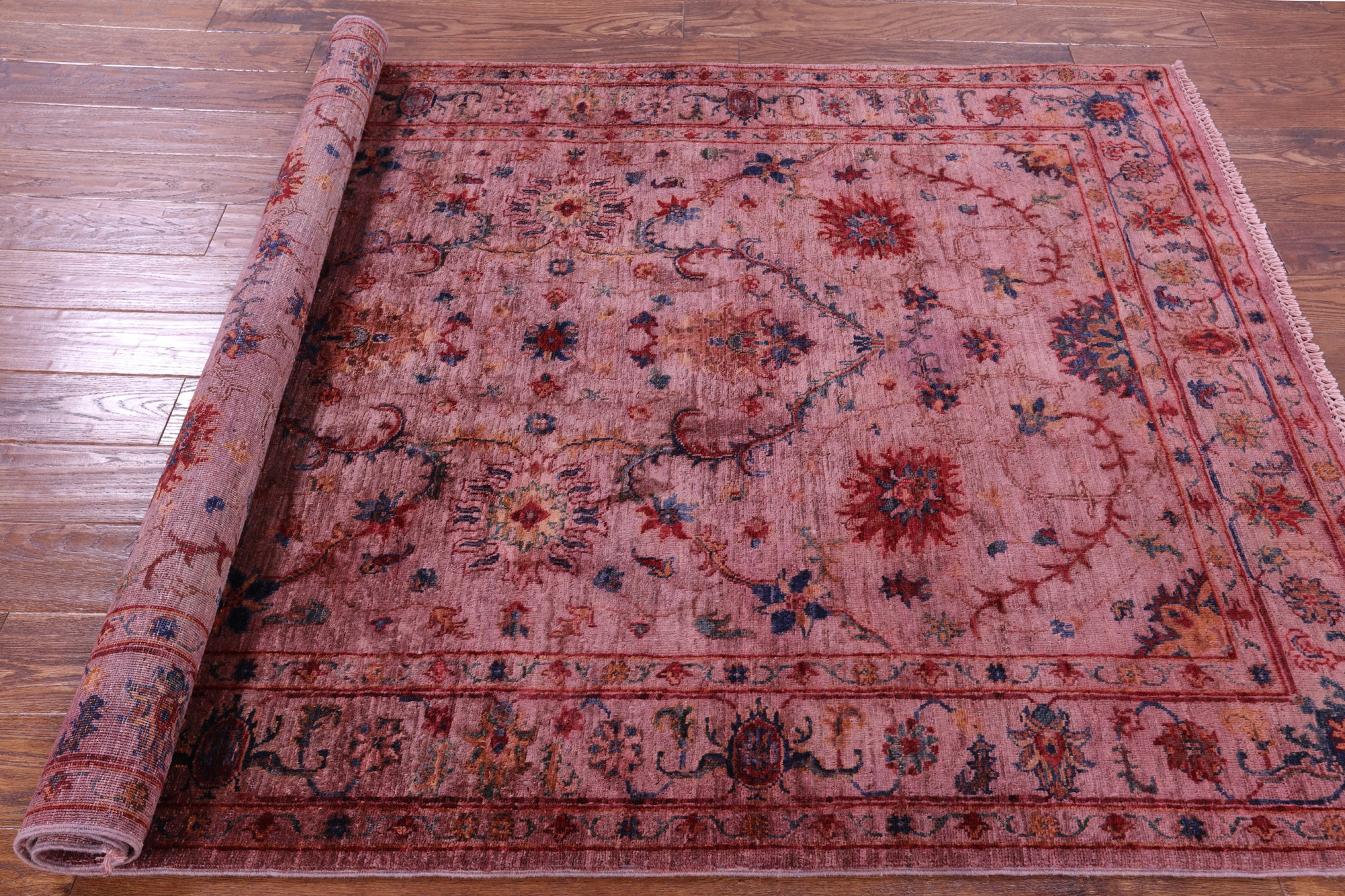 Pink Full Pile Overdyed Tabriz Handmade Wool Rug - 4' 11" X 6' 11" - Golden Nile
