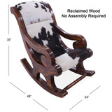 Hair-On Cowhide Wooden Handcrafted Rocking Chair - Golden Nile