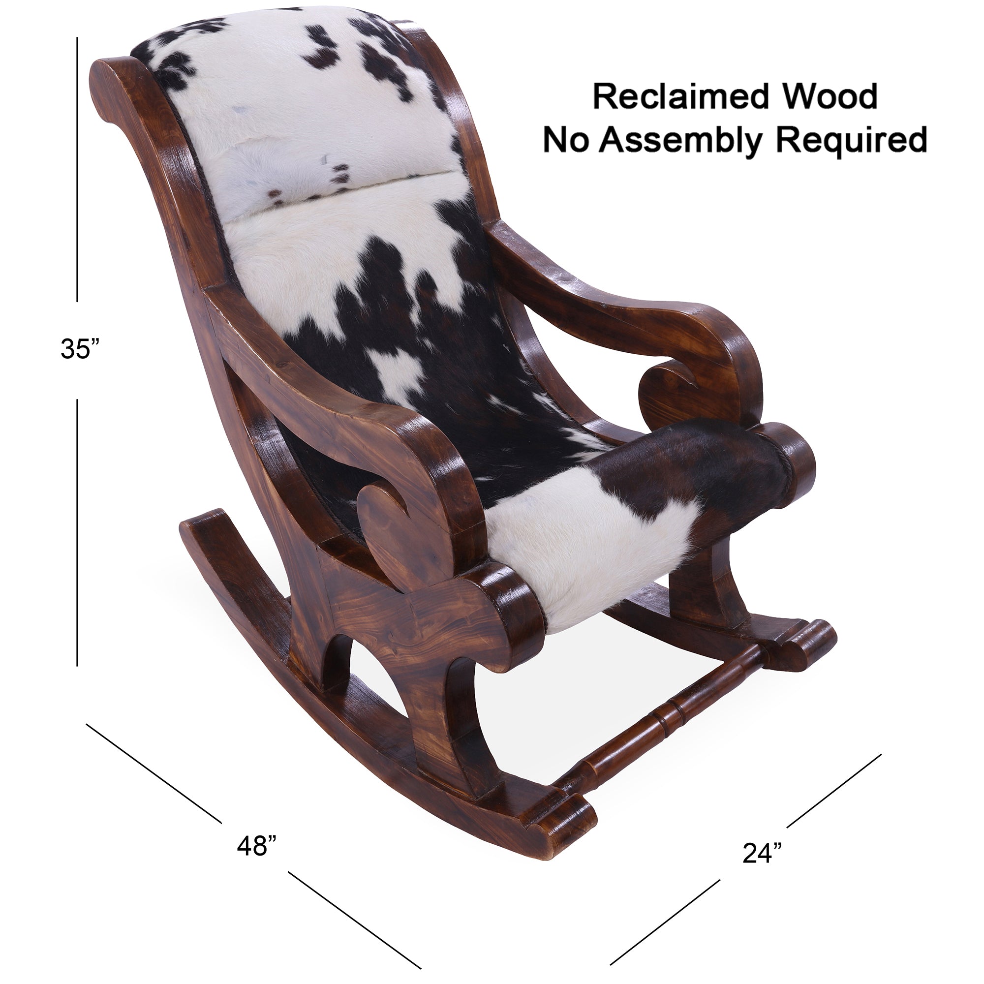 Hair-On Cowhide Wooden Handcrafted Rocking Chair - Golden Nile