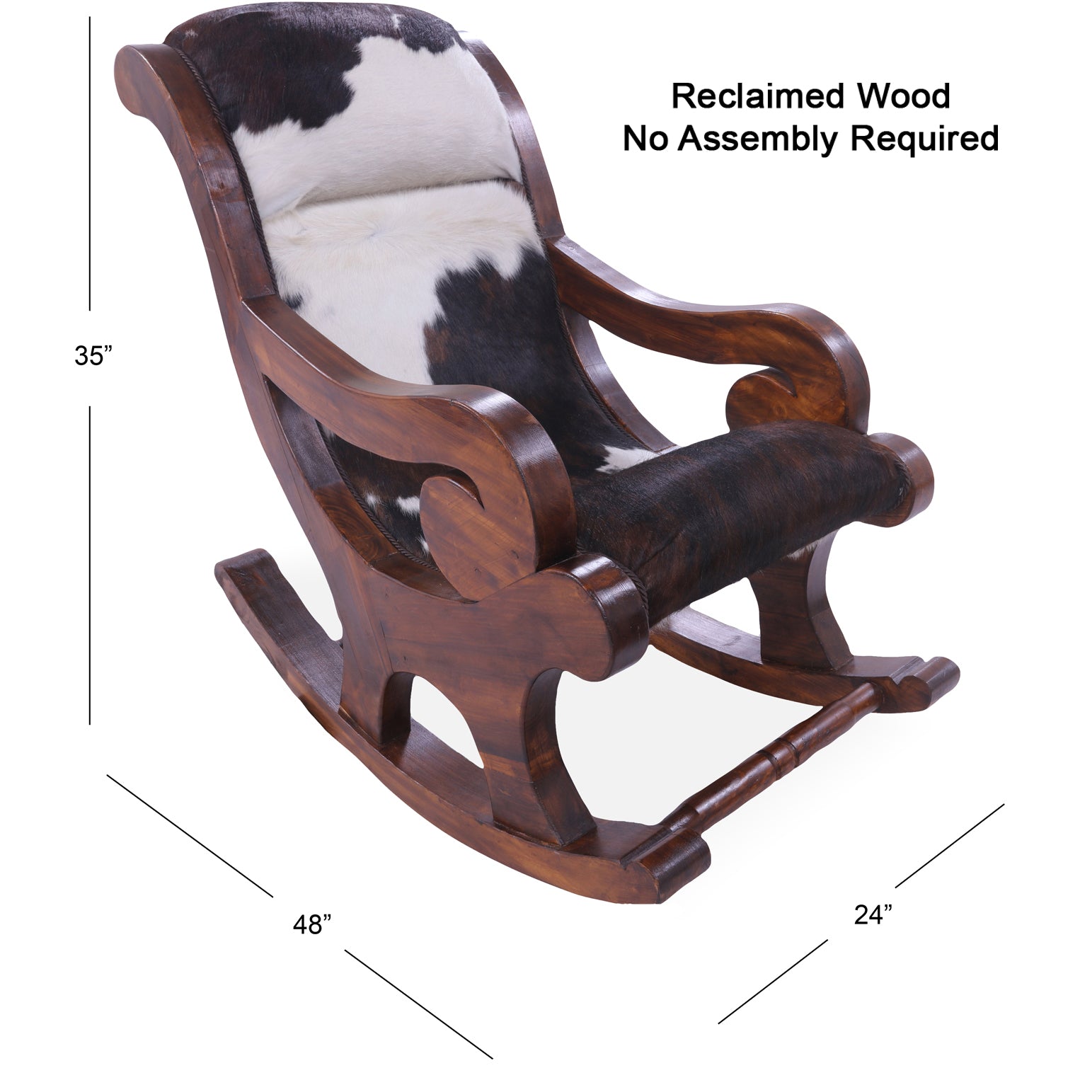 Hair-On Cowhide Wooden Handcrafted Rocking Chair - Golden Nile