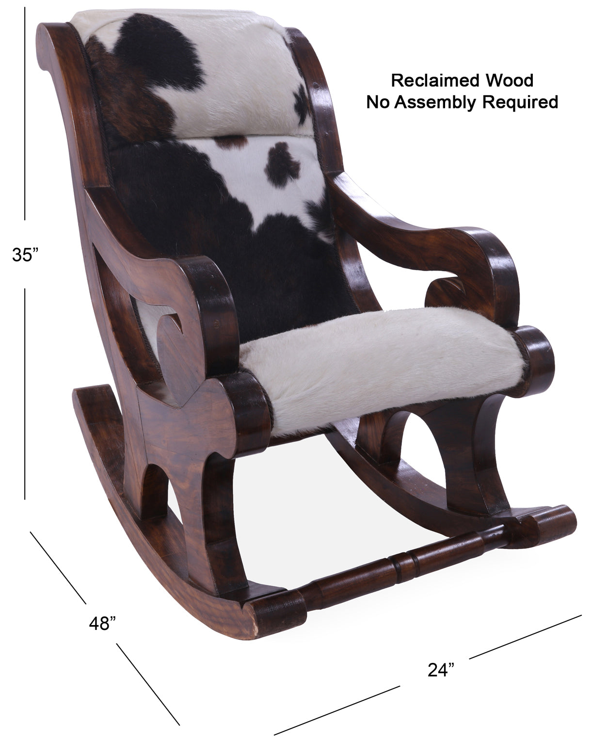 Hair-On Cowhide Wooden Handcrafted Rocking Chair - Golden Nile