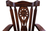Wooden Rocking Chair Handcarved Back Sunflower Removable Hair-On Cowhide Pillow - Golden Nile