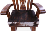 Wooden Rocking Chair Handcarved Back Sunflower Removable Hair-On Cowhide Pillow - Golden Nile