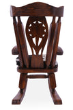 Wooden Rocking Chair Handcarved Back Sunflower Removable Hair-On Cowhide Pillow - Golden Nile