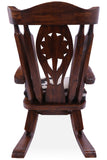 Wooden Rocking Chair Handcarved Back Sunflower Removable Hair-On Cowhide Pillow - Golden Nile