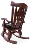 Wooden Rocking Chair Handcarved Back Sunflower Removable Hair-On Cowhide Pillow - Golden Nile