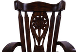 Wooden Rocking Chair Handcarved Back Sunflower Removable Hair-On Cowhide Pillow - Golden Nile