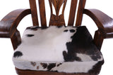 Wooden Rocking Chair Handcarved Back Sunflower Removable Hair-On Cowhide Pillow - Golden Nile