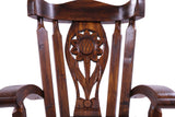 Wooden Rocking Chair Handcarved Back Sunflower Removable Hair-On Cowhide Pillow - Golden Nile