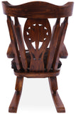 Wooden Rocking Chair Handcarved Back Sunflower Removable Hair-On Cowhide Pillow - Golden Nile