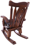 Wooden Rocking Chair Handcarved Back Sunflower Removable Hair-On Cowhide Pillow - Golden Nile