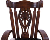 Wooden Rocking Chair Handcarved Back Sunflower Removable Hair-On Cowhide Pillow - Golden Nile