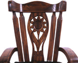 Wooden Rocking Chair Handcarved Back Sunflower Removable Hair-On Cowhide Pillow - Golden Nile