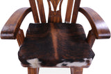 Wooden Rocking Chair Handcarved Back Sunflower Removable Hair-On Cowhide Pillow - Golden Nile