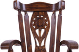 Wooden Rocking Chair Handcarved Back Sunflower Removable Hair-On Cowhide Pillow - Golden Nile
