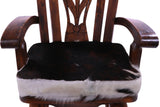 Wooden Rocking Chair Handcarved Back Sunflower Removable Hair-On Cowhide Pillow - Golden Nile