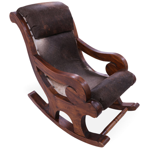 Hair-On Cowhide Wooden Handcrafted Rocking Chair – Golden Nile