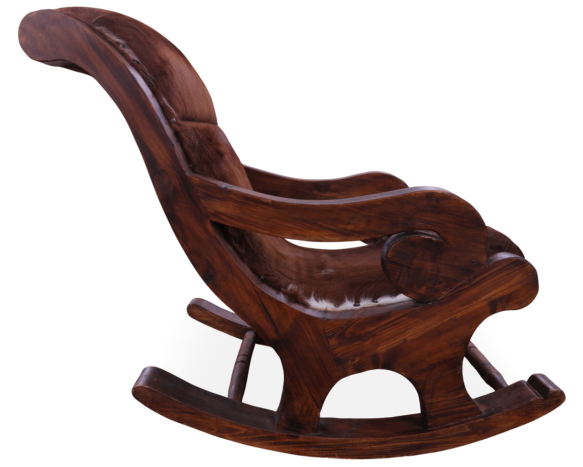Hair-On Cowhide Wooden Handcrafted Rocking Chair