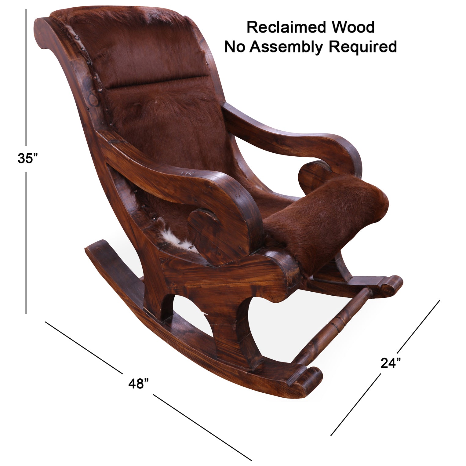 Hair-On Cowhide Wooden Handcrafted Rocking Chair - Golden Nile