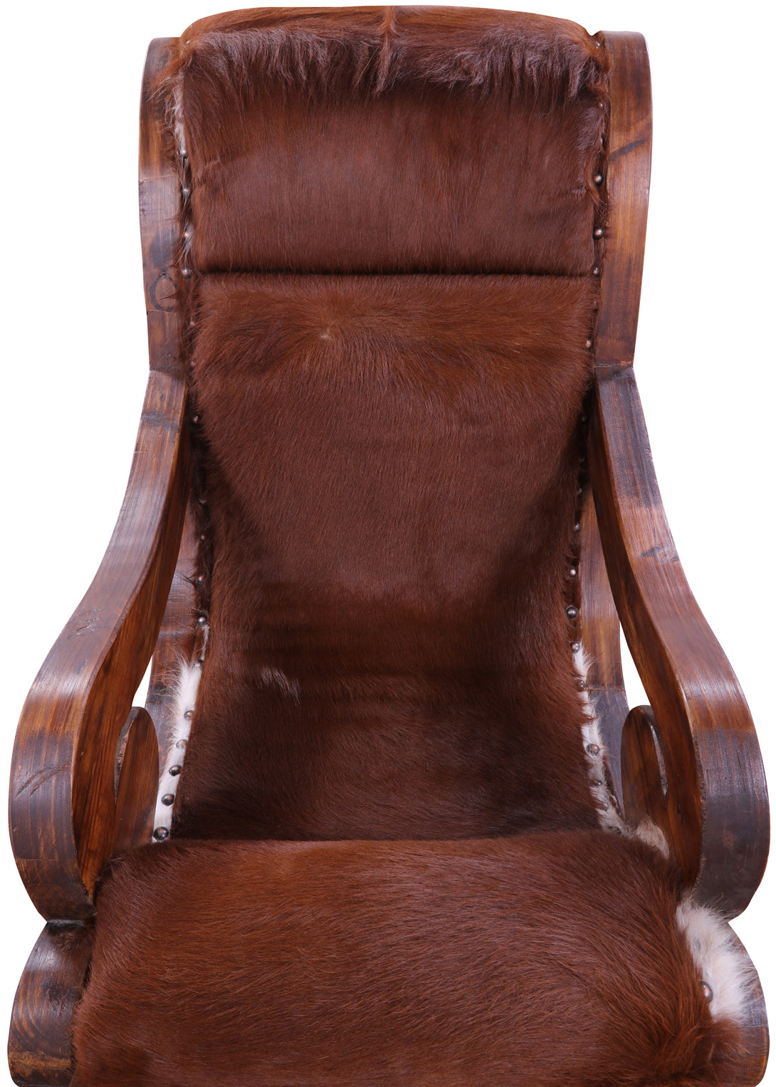 Hair-On Cowhide Wooden Handcrafted Rocking Chair - Golden Nile