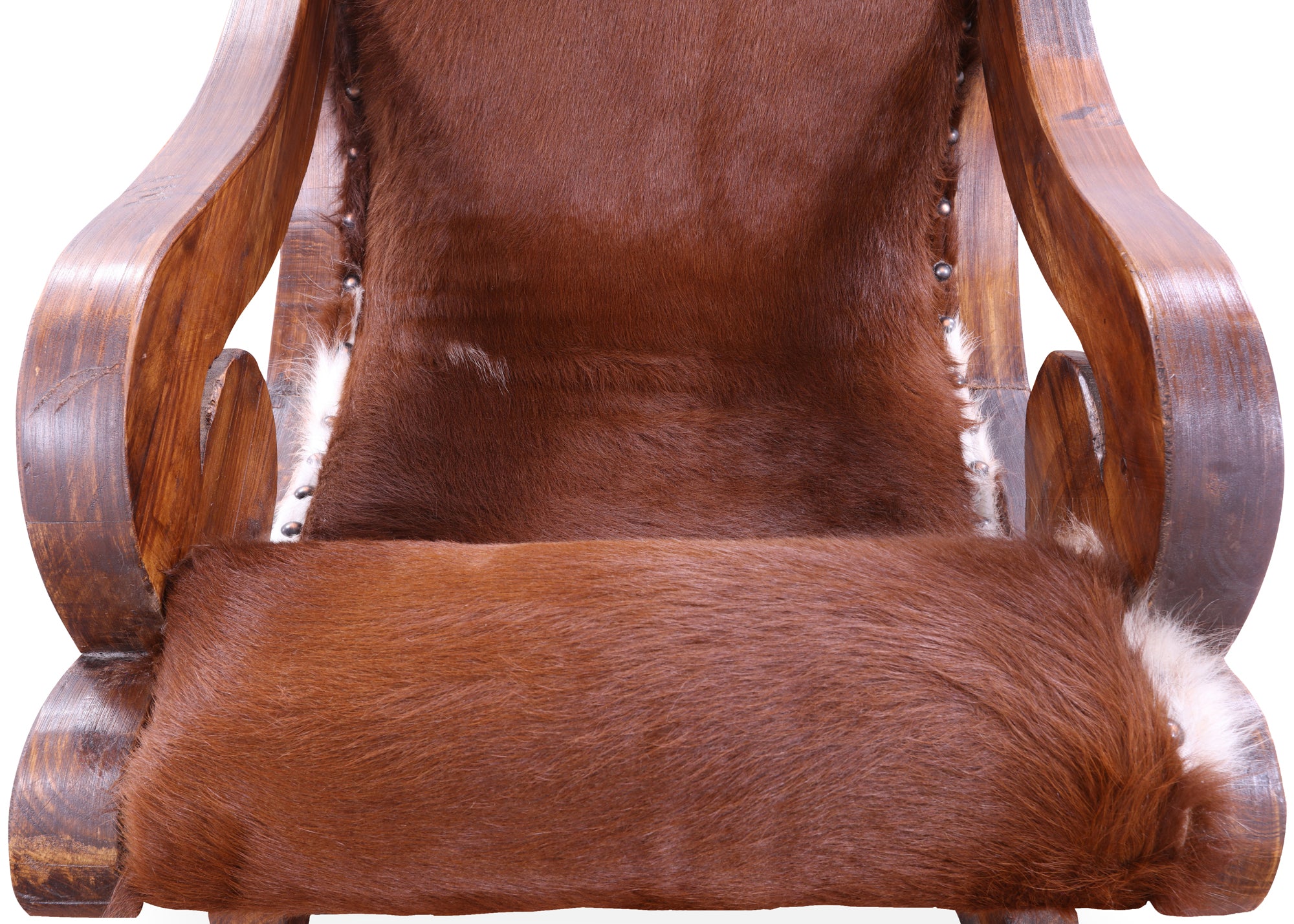 Hair-On Cowhide Wooden Handcrafted Rocking Chair - Golden Nile