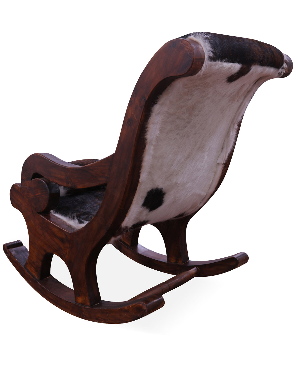 Hair-On Cowhide Wooden Handcrafted Rocking Chair - Golden Nile