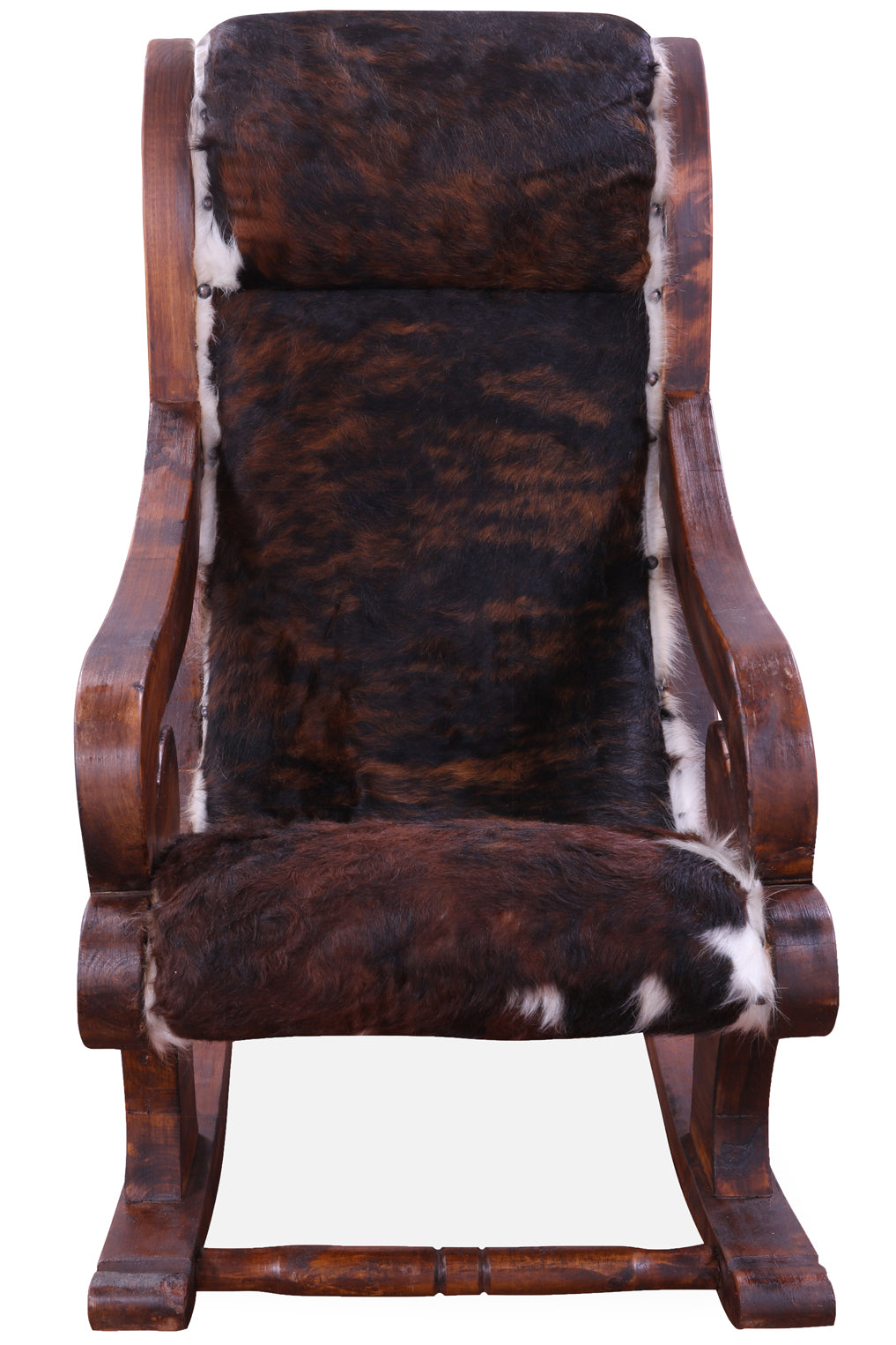 Hair-On Cowhide Wooden Handcrafted Rocking Chair - Golden Nile