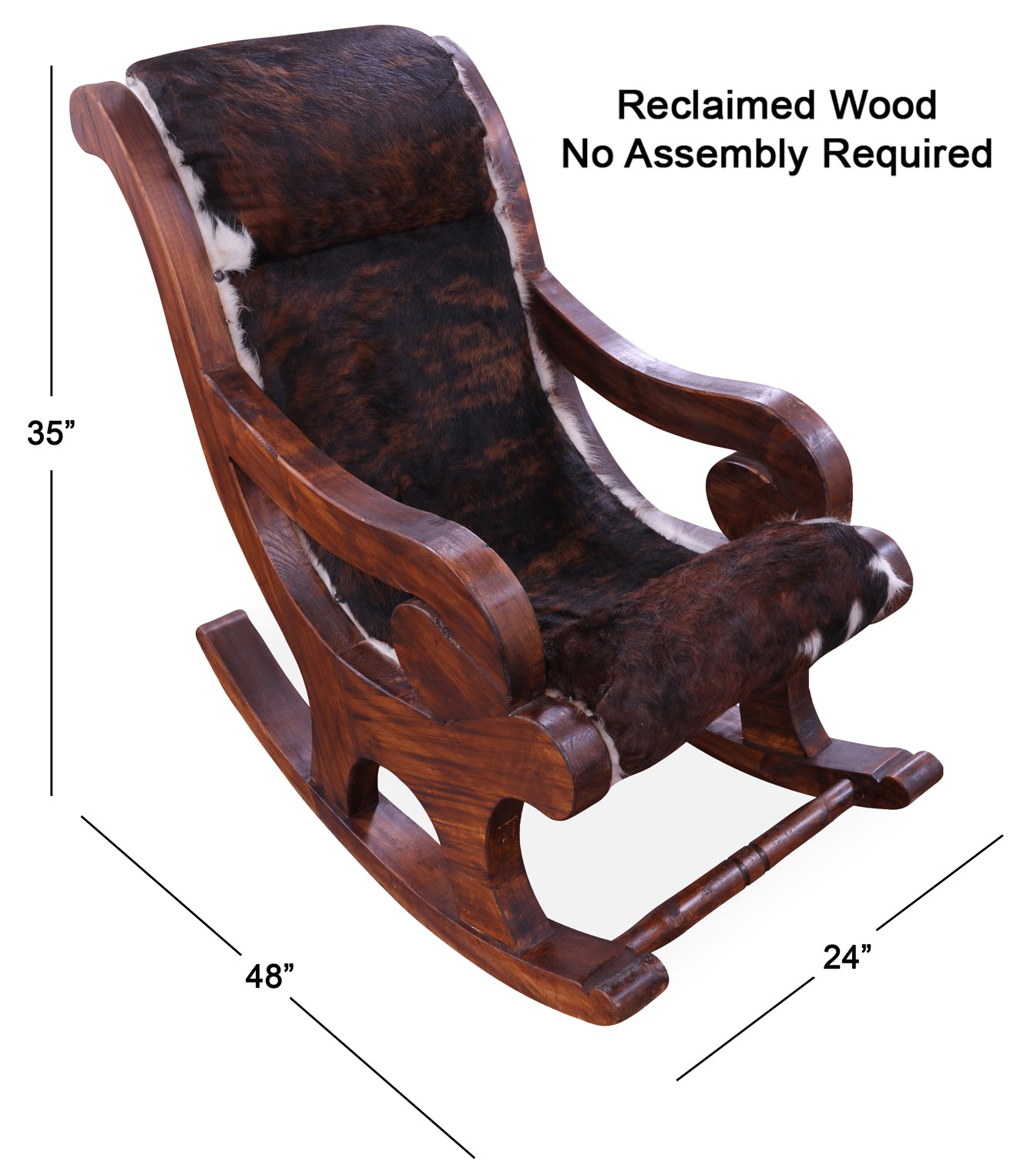 Hair-On Cowhide Wooden Handcrafted Rocking Chair - Golden Nile