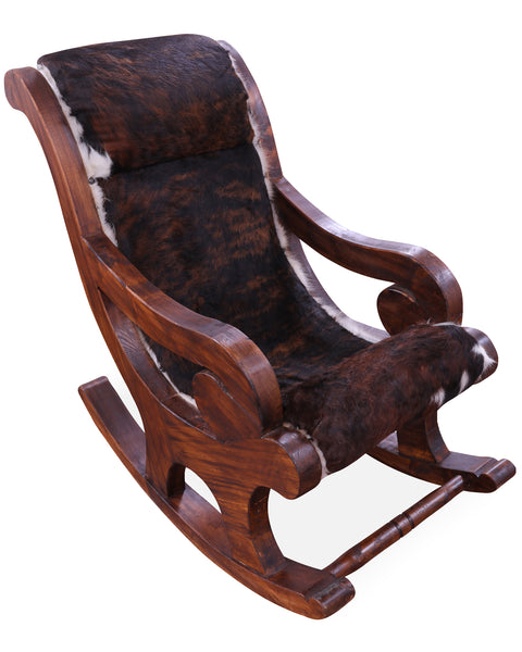 Hair-On Cowhide Wooden Handcrafted Rocking Chair - Golden Nile
