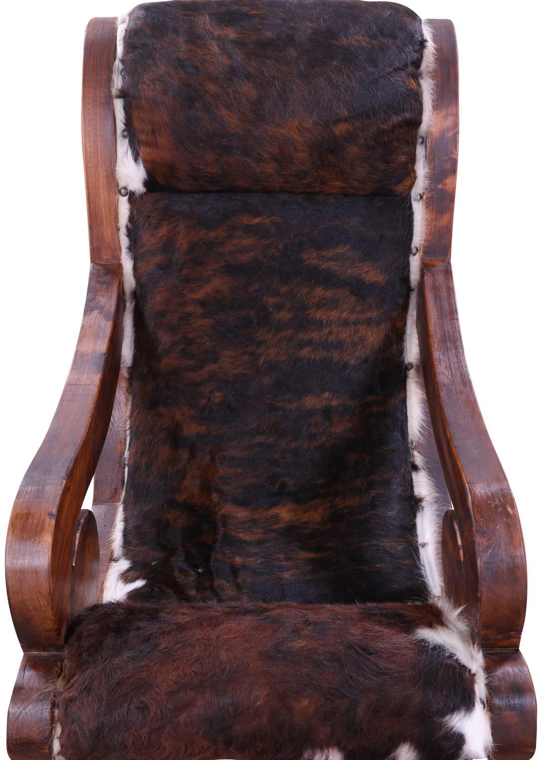 Hair-On Cowhide Wooden Handcrafted Rocking Chair - Golden Nile