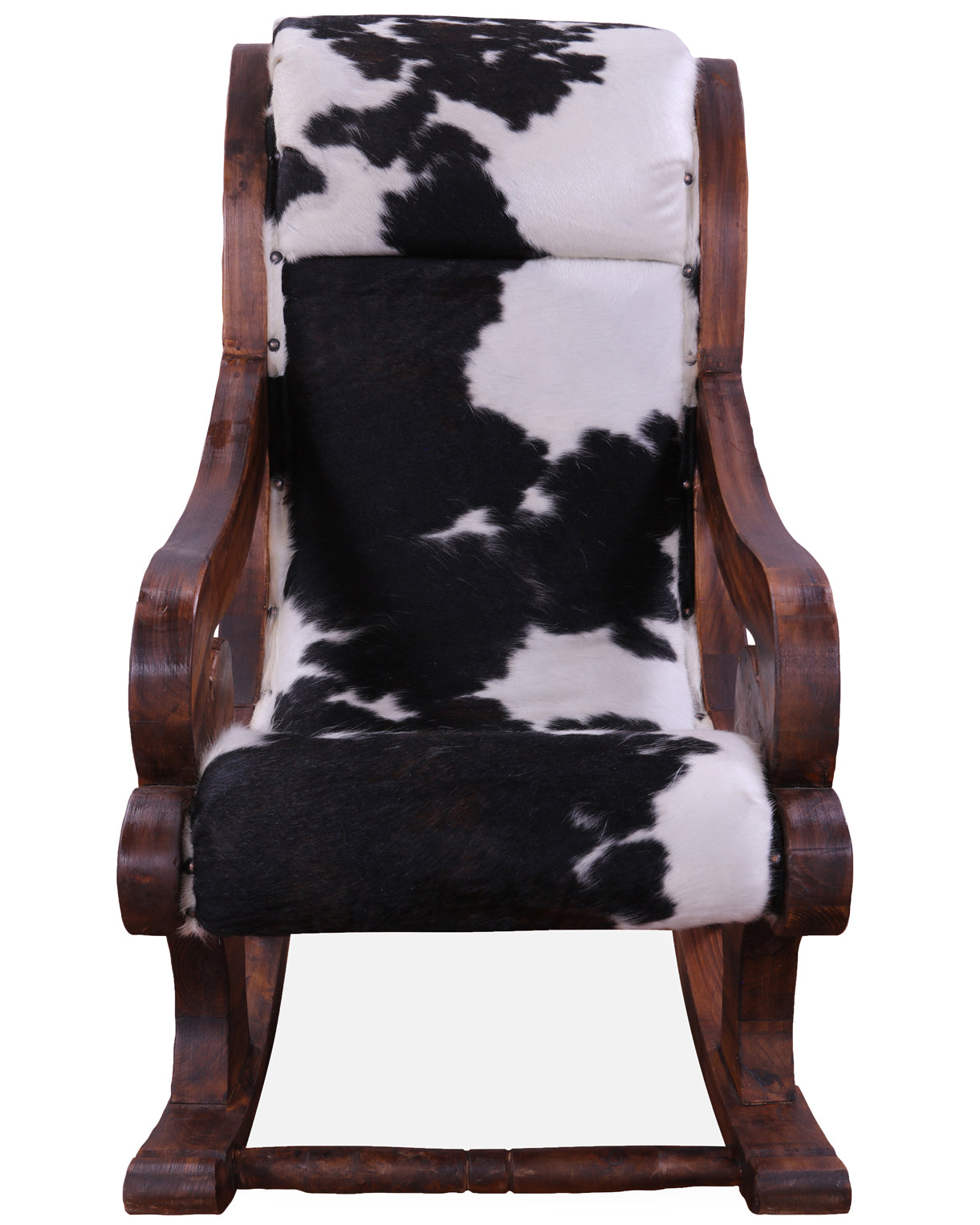Hair-On Cowhide Wooden Handcrafted Rocking Chair - Golden Nile